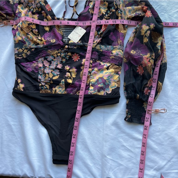 NEW NWT Free People Intimacy Wanderlust Floral Bodysuit Sheer Corset Size Small - Picture 14 of 16